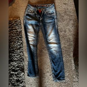Rock Revival skinny jean. Like new. Size 29. Dark with light wash.